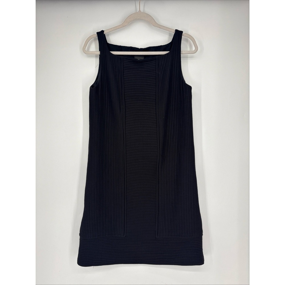 FENDI Ribbed Stretch Tank Dress Womens Medium EU 44 Black Square Neckline